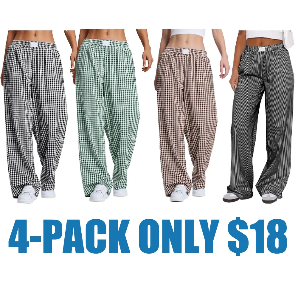Women's plaid checkered casual pants