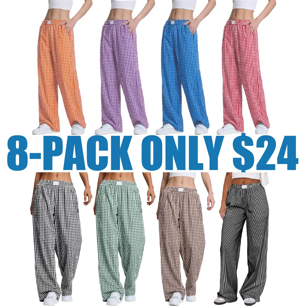 Women's plaid checkered casual pants