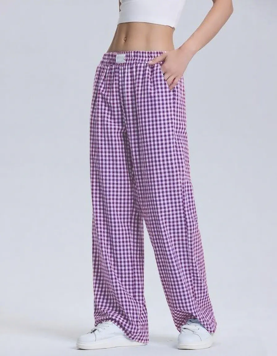 Women's plaid checkered casual pants