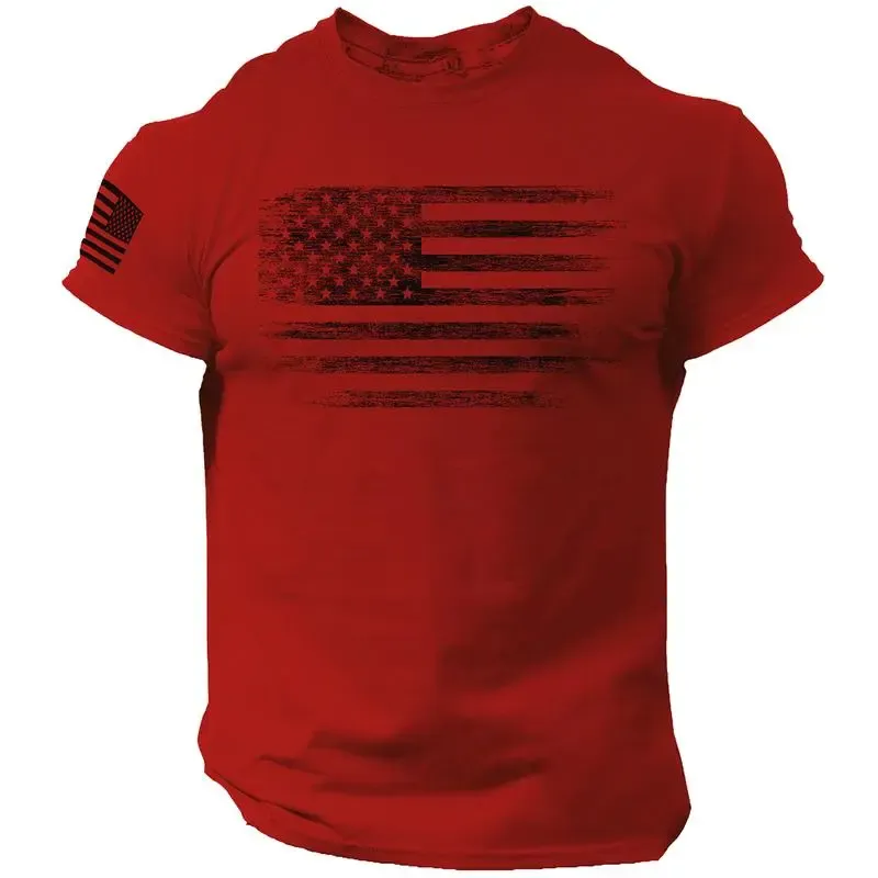 USA Distressed Flag Men's T-Shirt, Casual Cotton Tee - Menswear