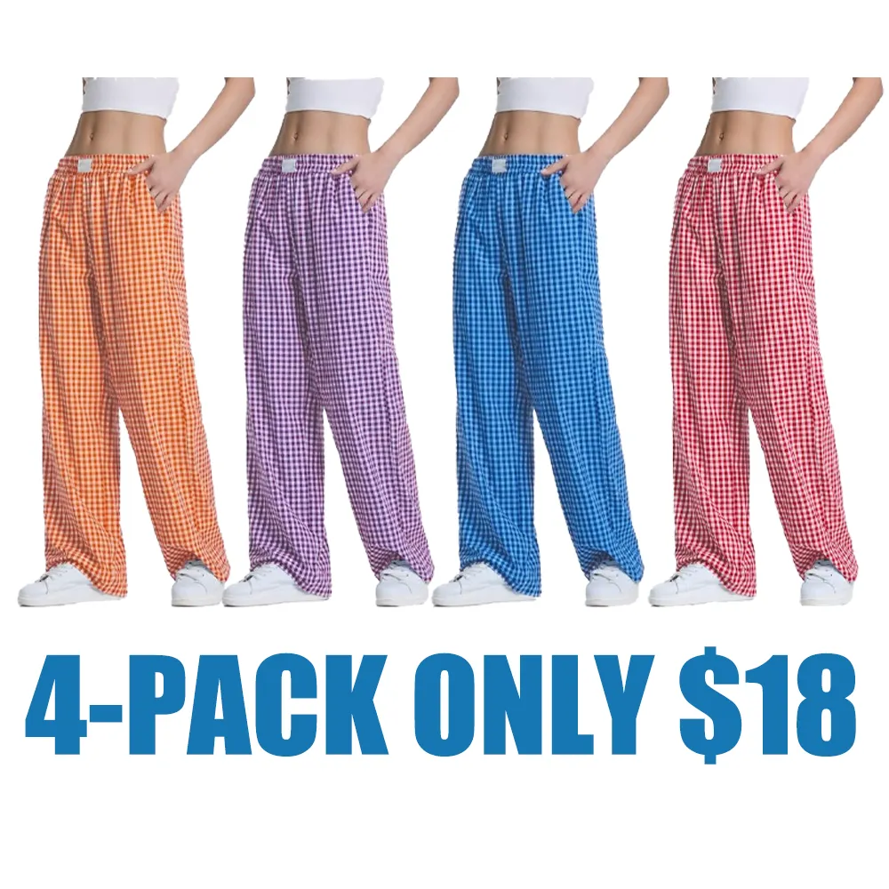 Women's plaid checkered casual pants