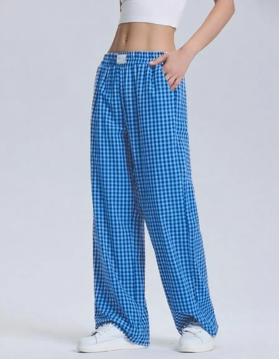Women's plaid checkered casual pants