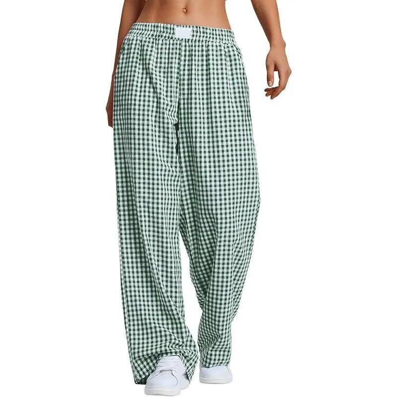 Women's plaid checkered casual pants