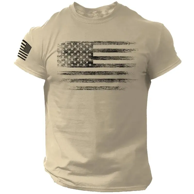 USA Distressed Flag Men's T-Shirt, Casual Cotton Tee - Menswear