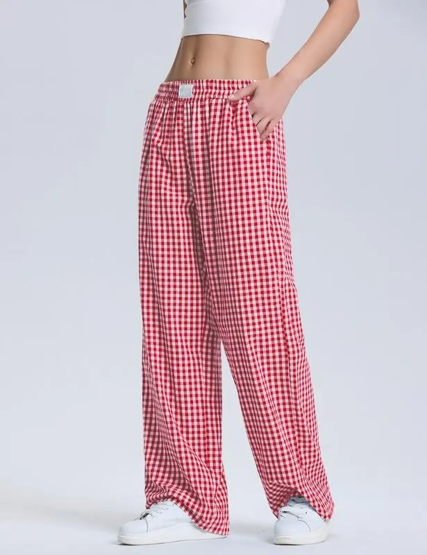 Women's plaid checkered casual pants