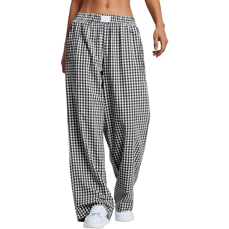 Women's plaid checkered casual pants