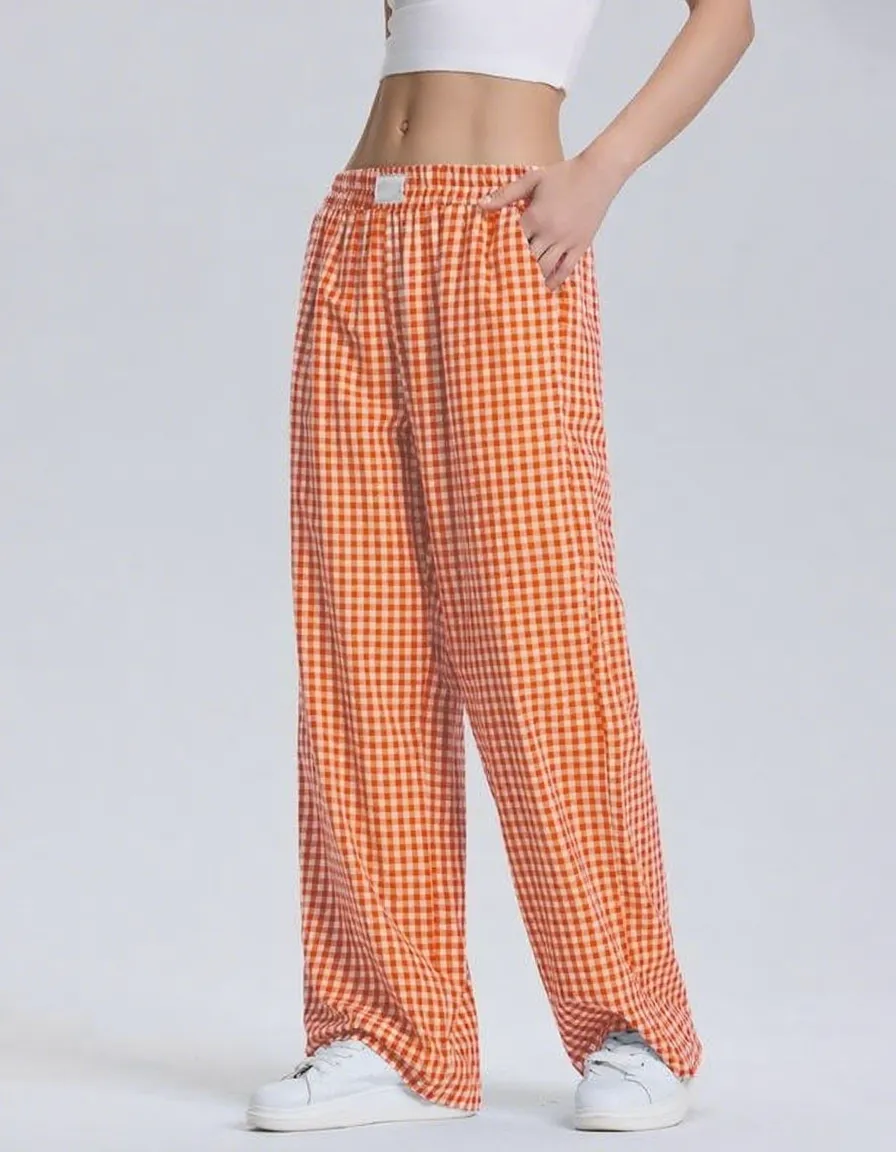 Women's plaid checkered casual pants