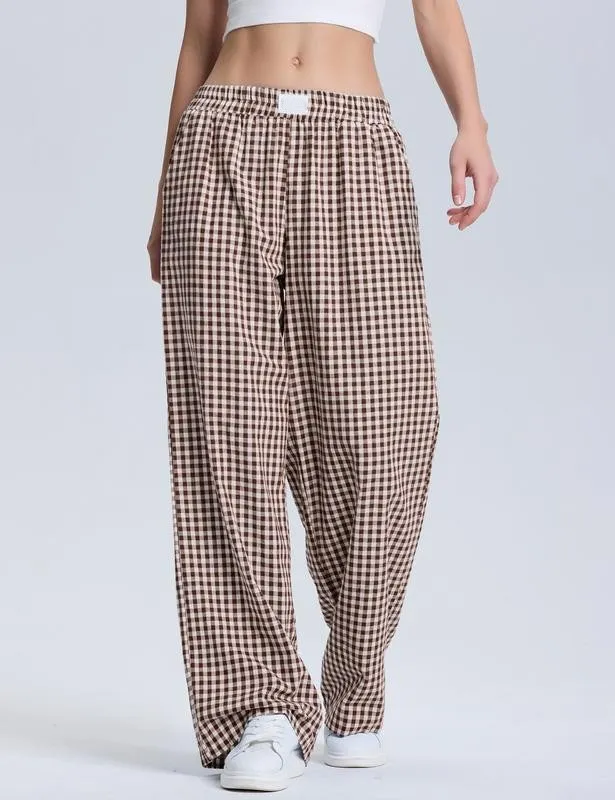 Women's plaid checkered casual pants