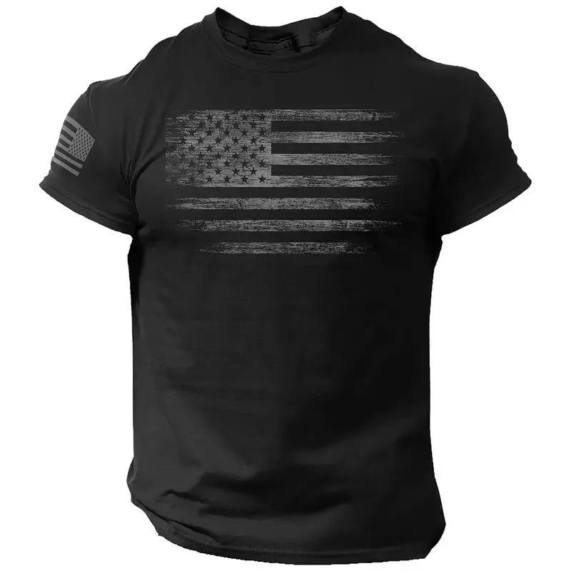 USA Distressed Flag Men's T-Shirt, Casual Cotton Tee - Menswear