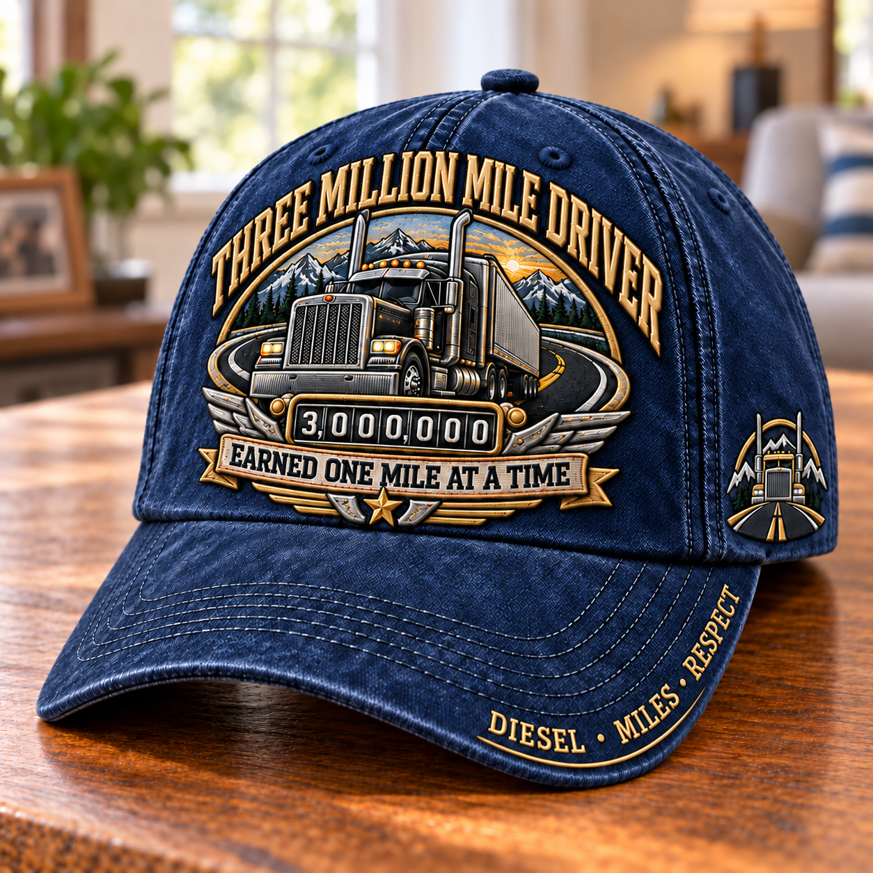 🚛 Million Mile Driver Earned One Mile At A Time Baseball Cap