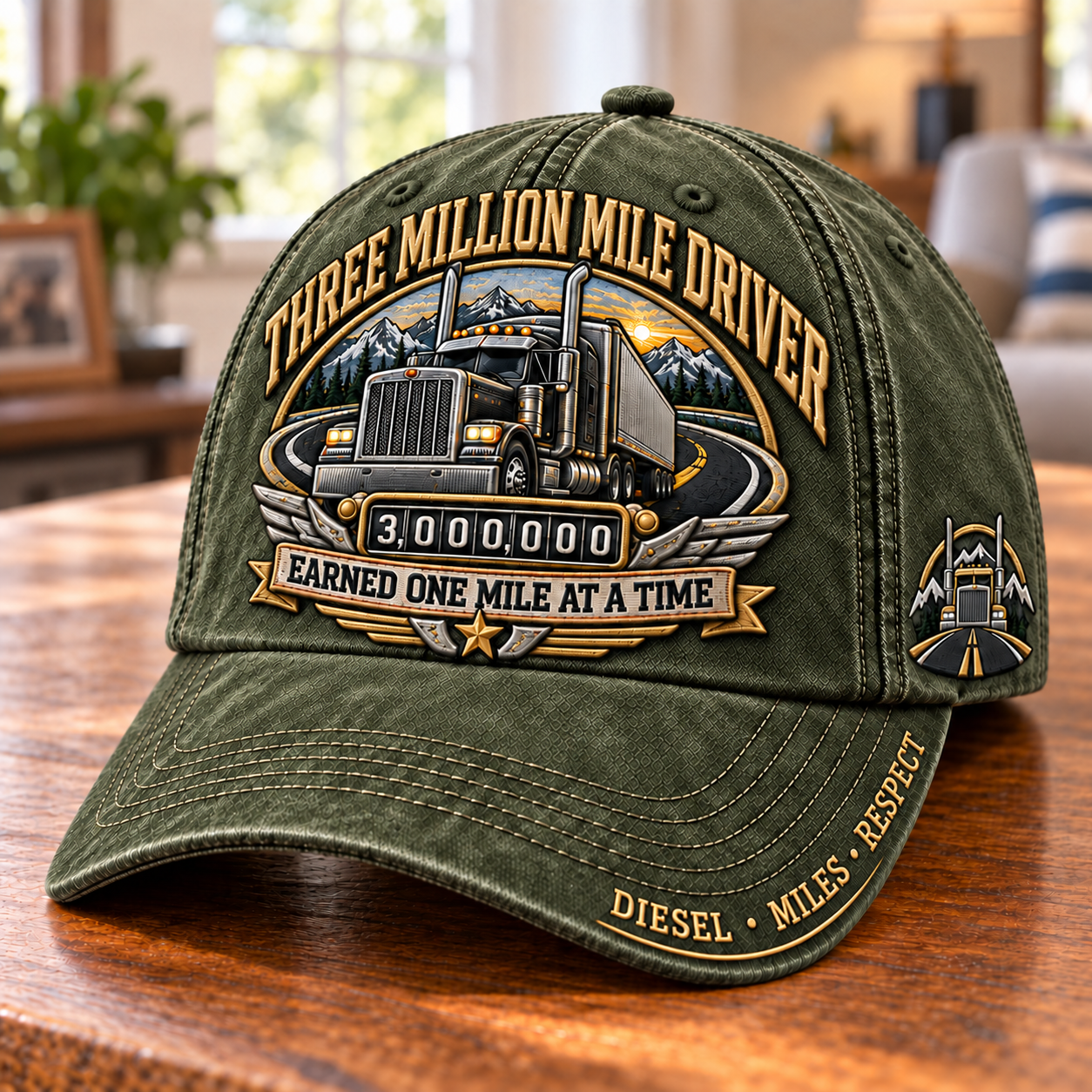 🚛 Million Mile Driver Earned One Mile At A Time Baseball Cap