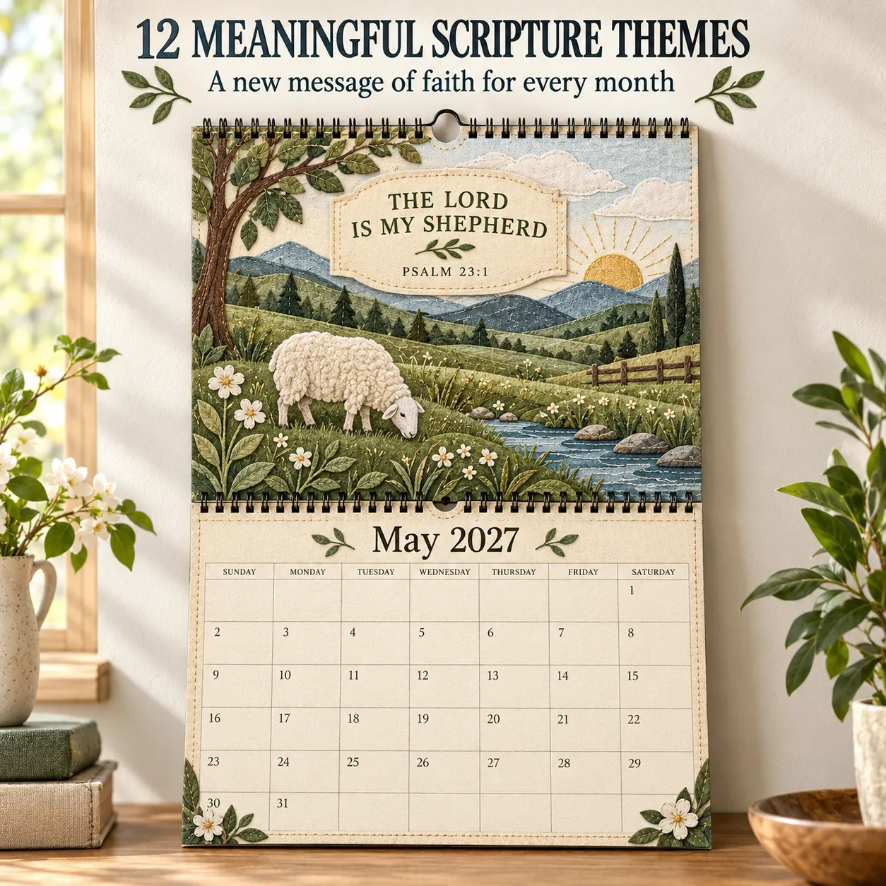 May 2027 The Lord Is My Shepherd calendar page