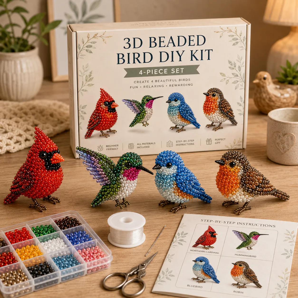 🧵✨ Tiny 3D Beaded Animal DIY Kit
