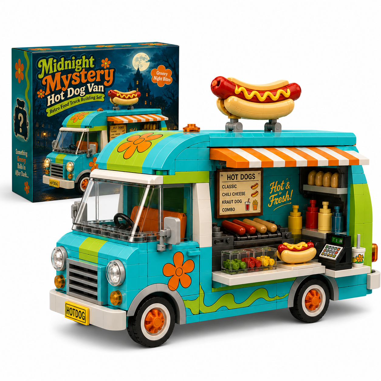 Midnight Mystery Hot Dog Van | Retro Building Set