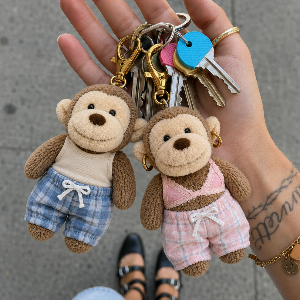 Little Monkey Companion Plush Keychain