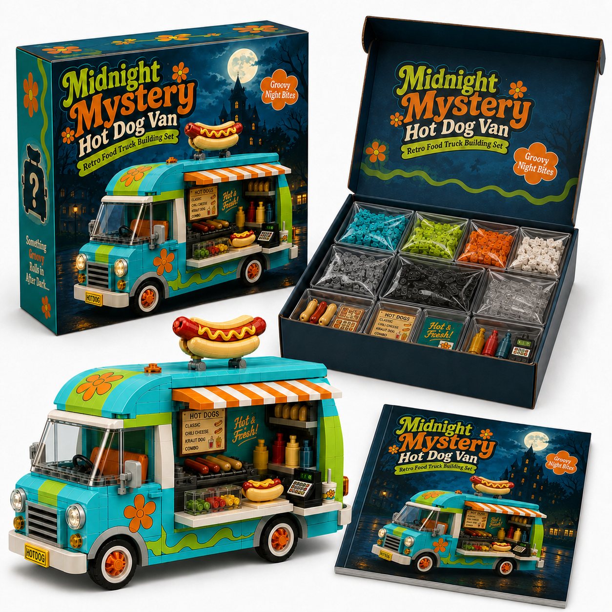 Midnight Mystery Hot Dog Van | Retro Building Set
