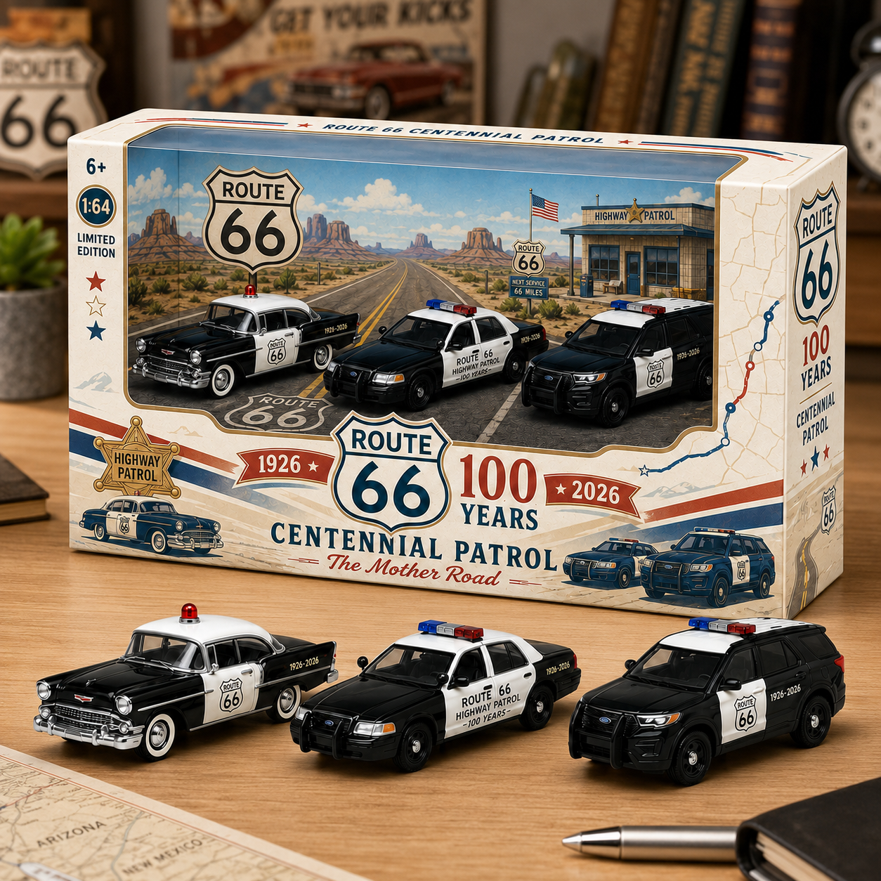 Route 66 Centennial Patrol Three-Car Set | 1926–2026 Limited Commemorative Edition