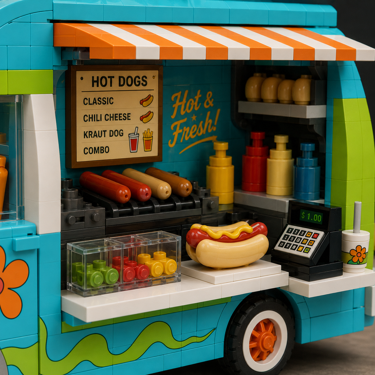 Midnight Mystery Hot Dog Van | Retro Building Set