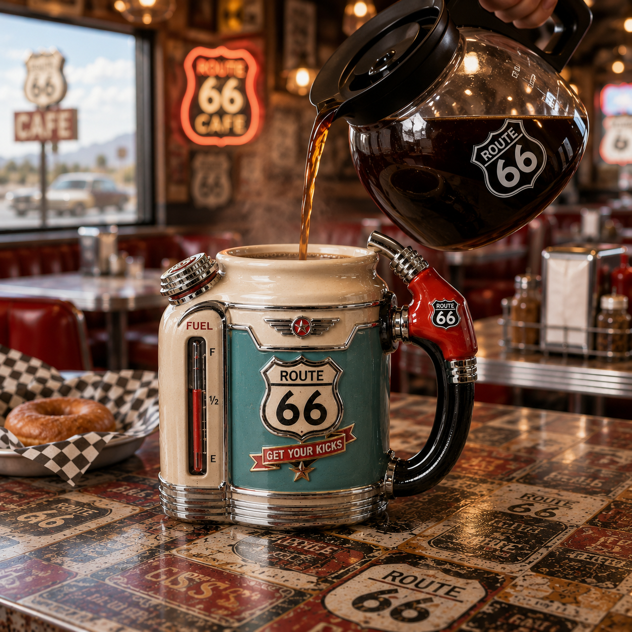 Route 66 Centennial Gas Station Mug | 100th Anniversary Collector’s Edition
