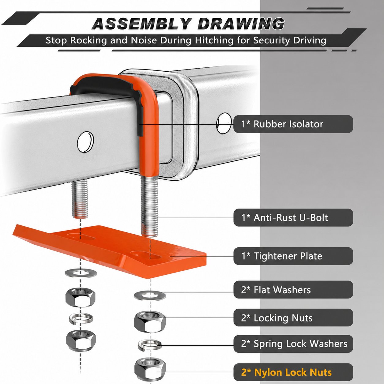 🔥LAST DAY 49% OFF - 🛠️🚛 Heavy Duty Anti-Rattle Trailer Hitch Tightener Stabilizer