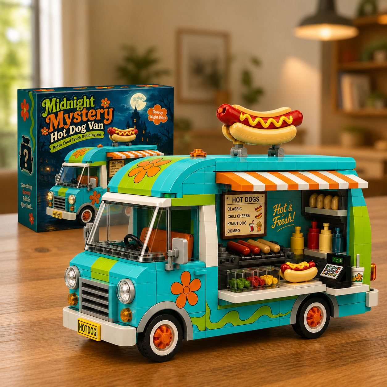 Midnight Mystery Hot Dog Van | Retro Building Set