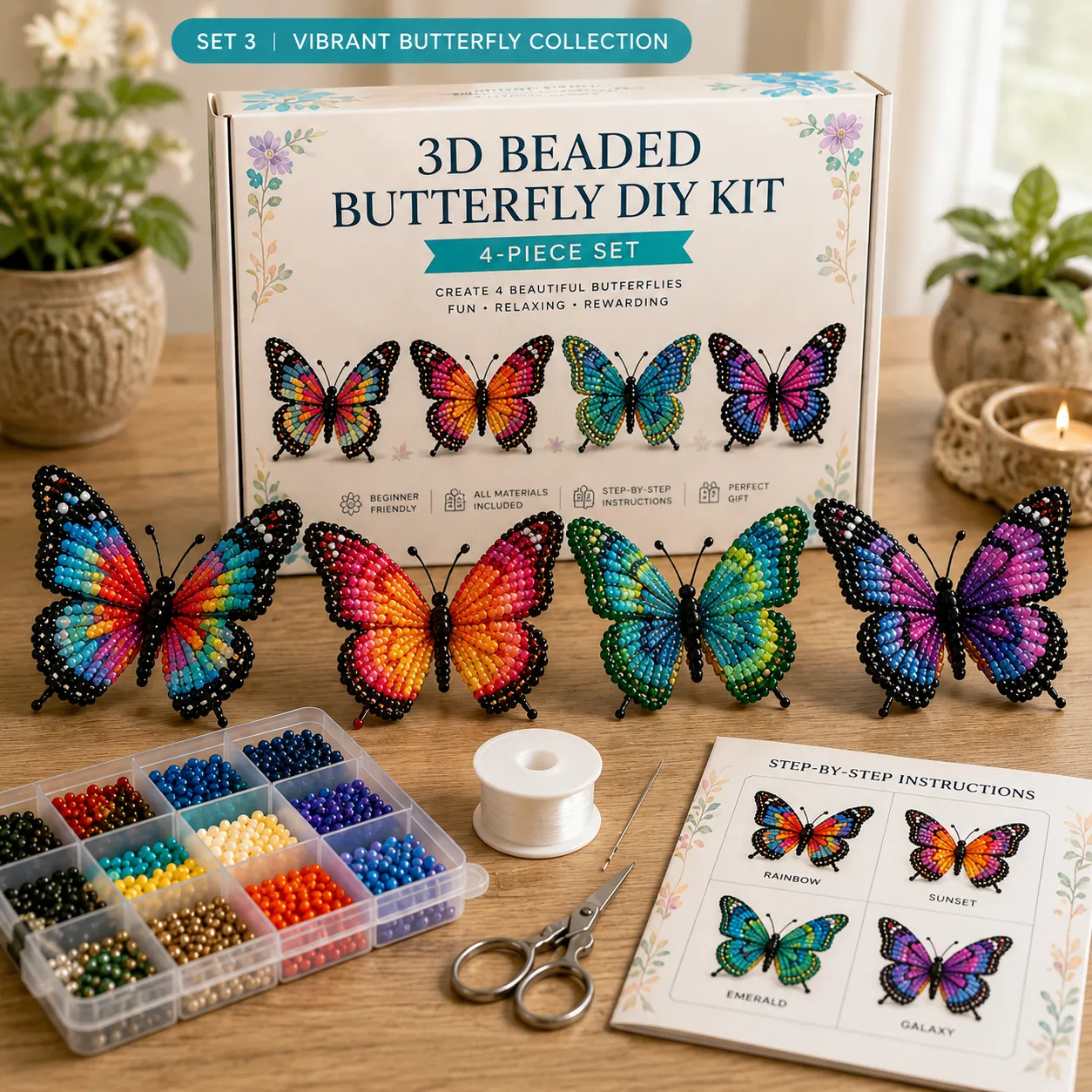 🦋 3D Beaded Butterfly DIY Kit
