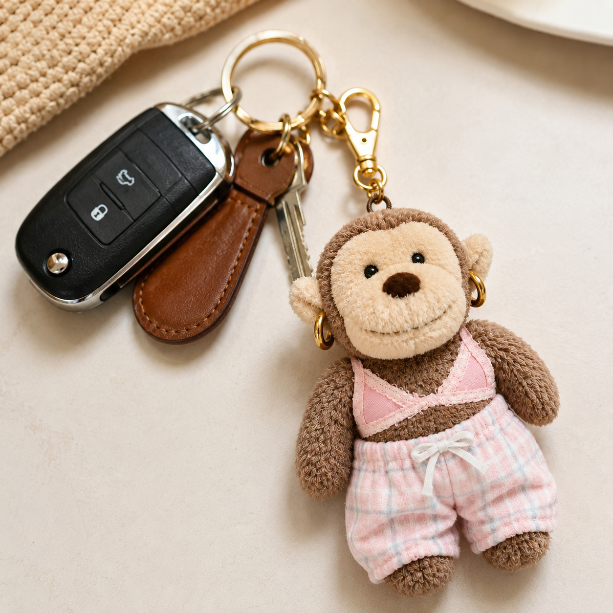 Little Monkey Companion Plush Keychain