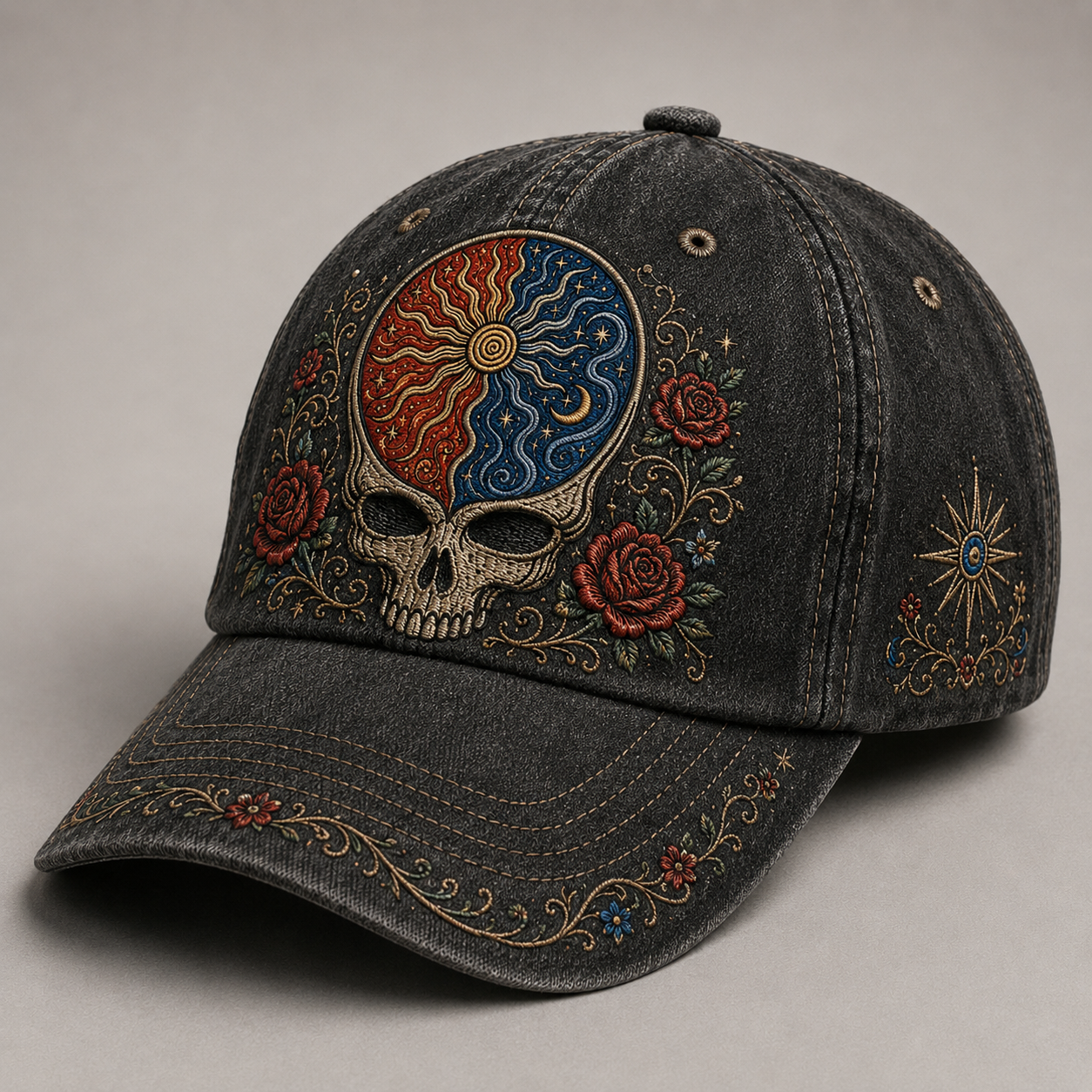 Scarlet Begonia Cosmic Skull Cap