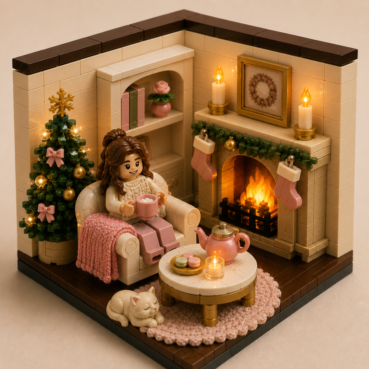 Christmas Fireside Moments Building Set | Cozy Holiday Corner