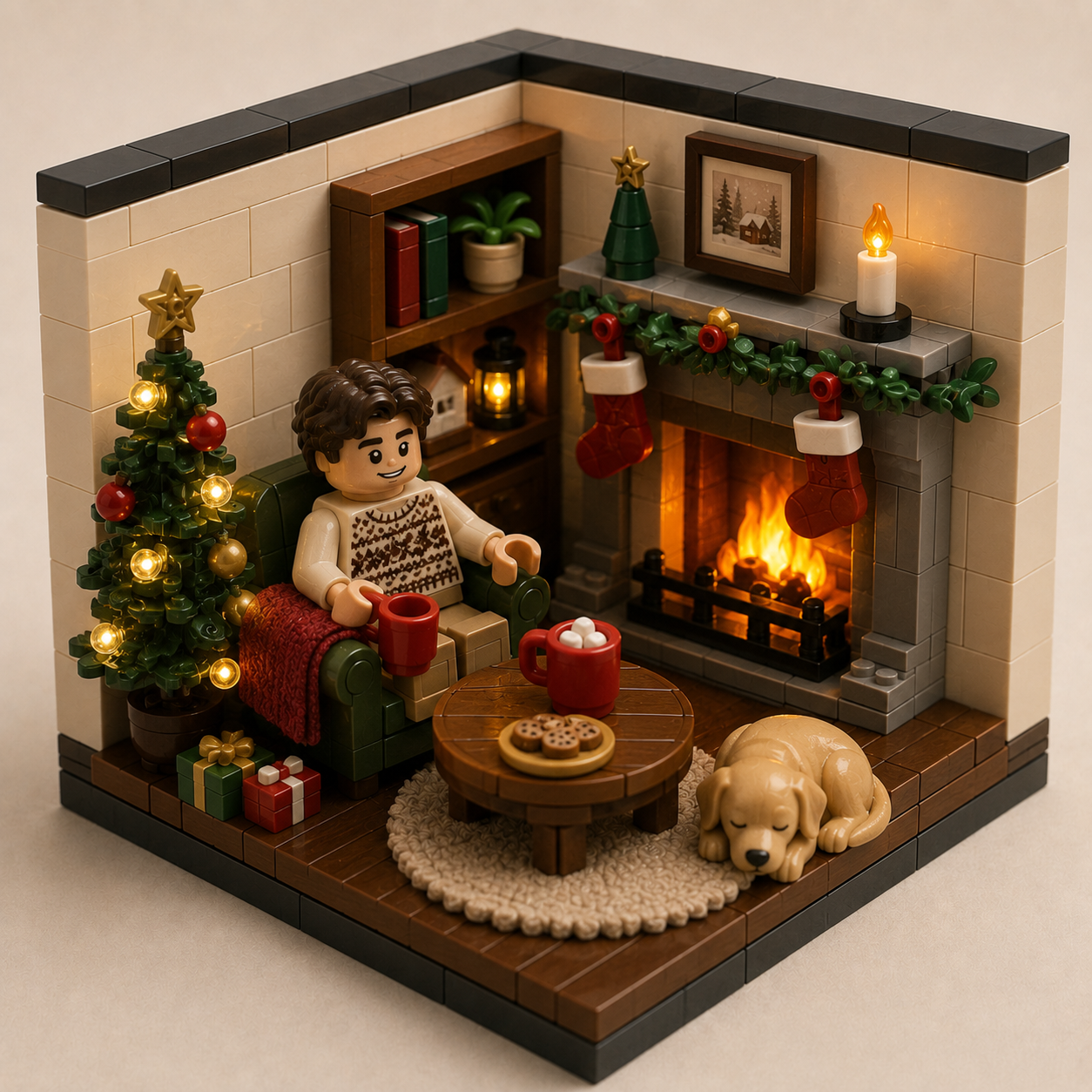 Christmas Fireside Moments Building Set | Cozy Holiday Corner