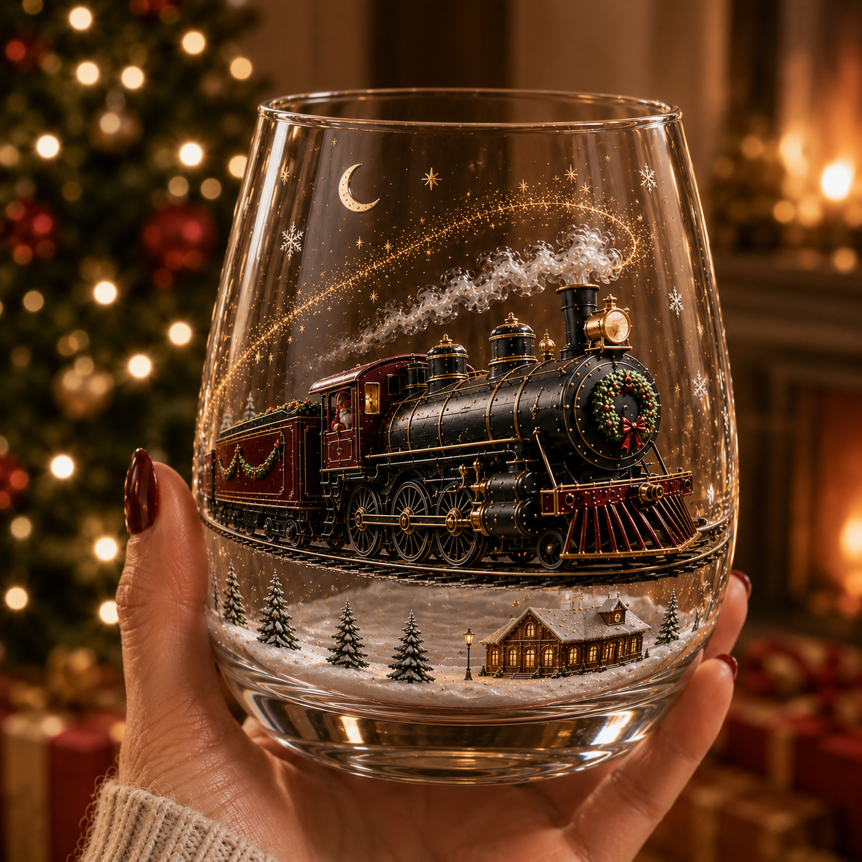 No. 844 Christmas Night Express | Winter Illustrated Glass