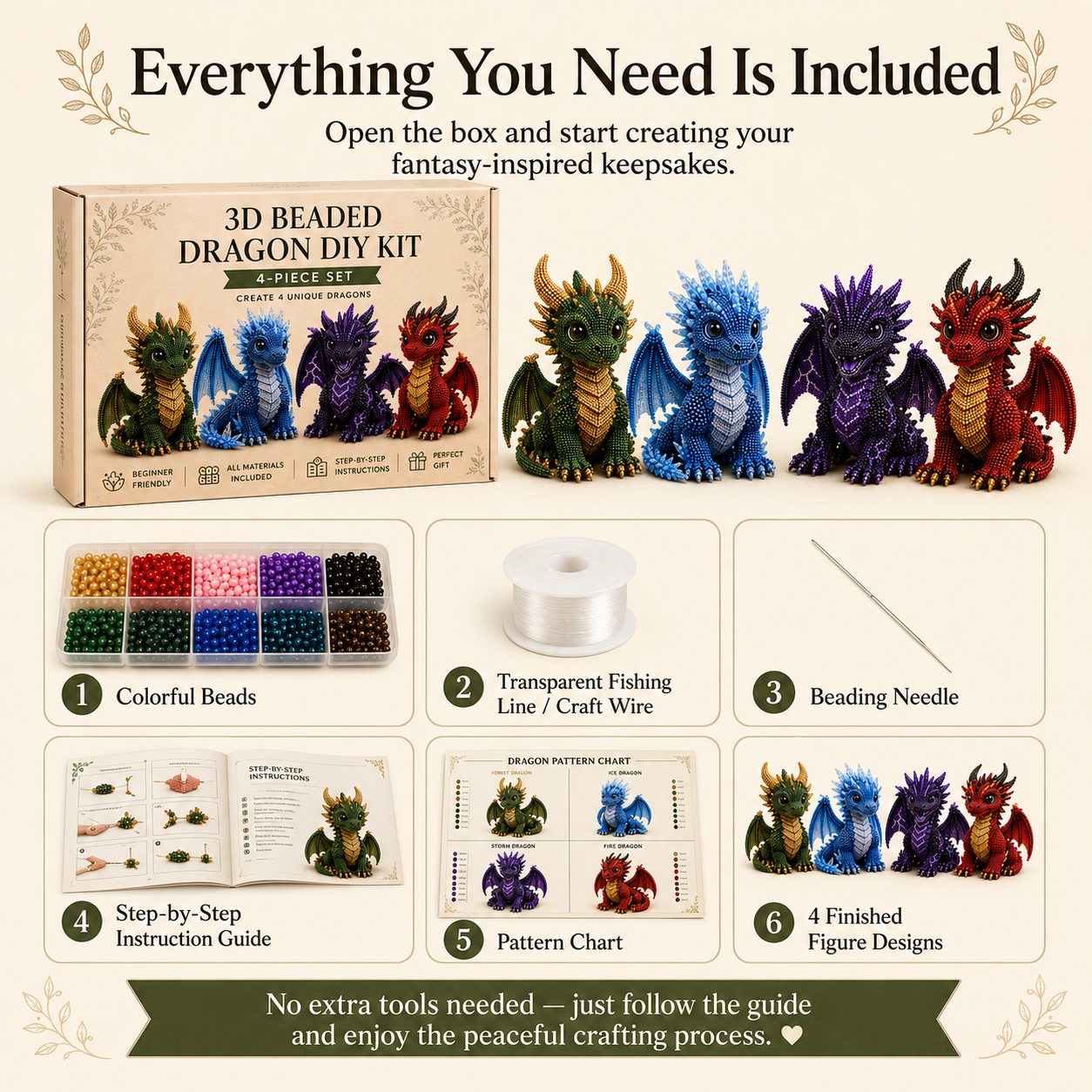 Enchanted 3D Beaded Dragon DIY Kit