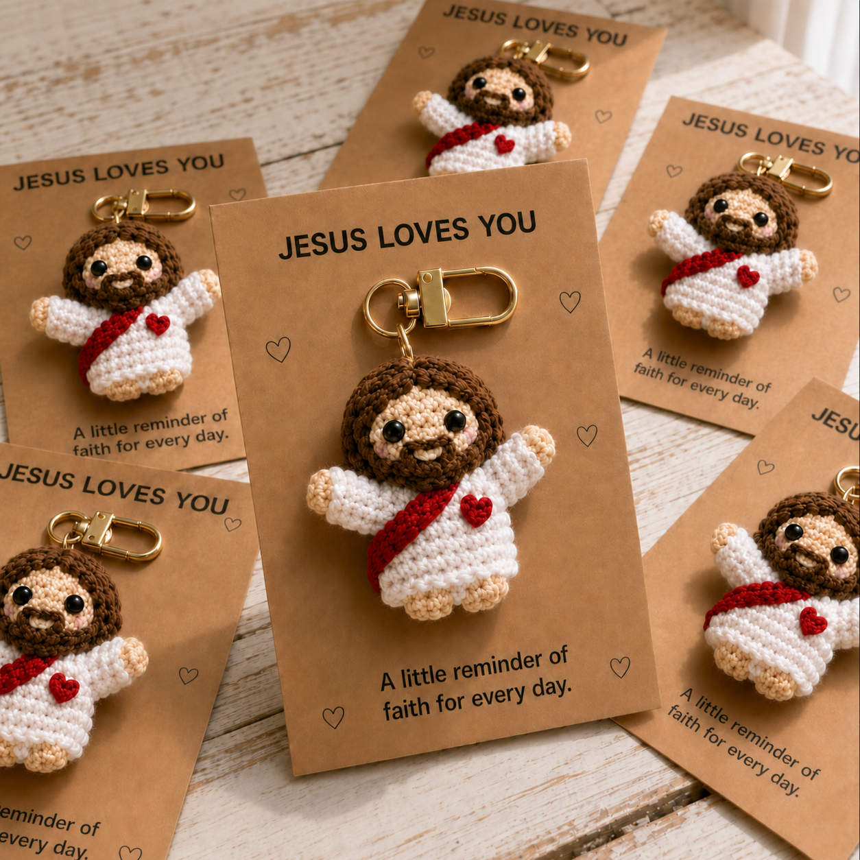 Lucky charm keychain farewell gift  – Jesus Crochet Angel Keychain