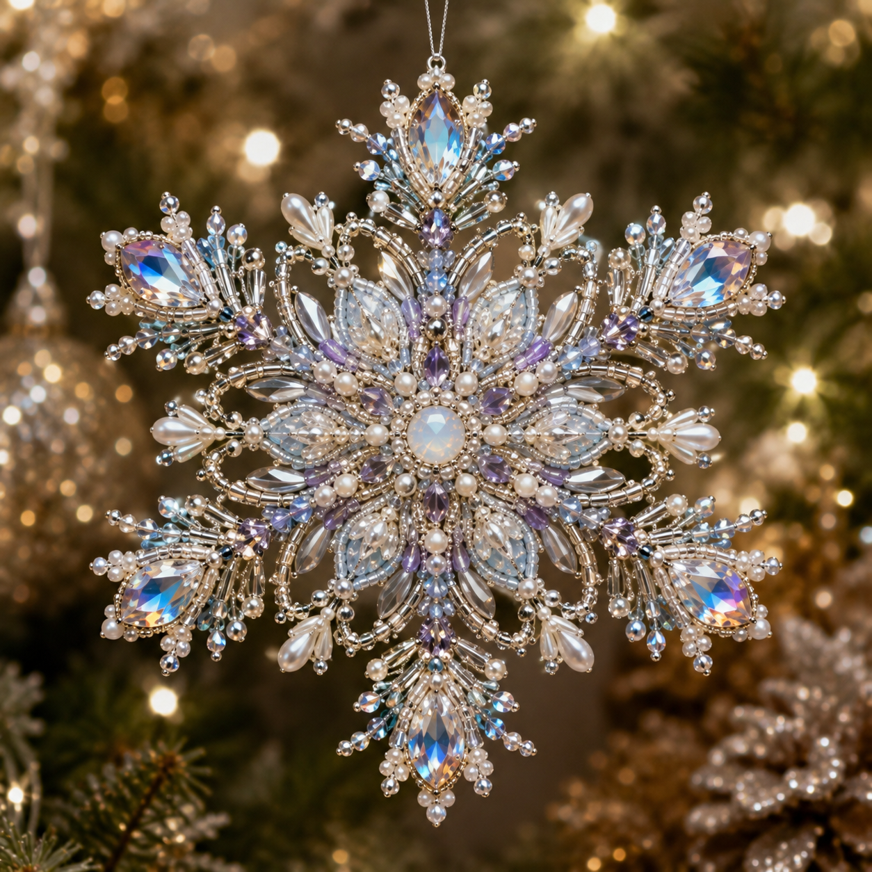 Crystal Snowflake Beaded Ornament DIY Kit