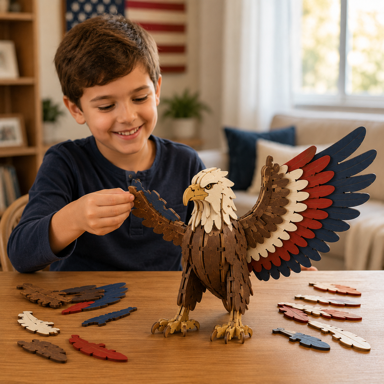 America 250th Freedom Eagle 3D Wooden Puzzle