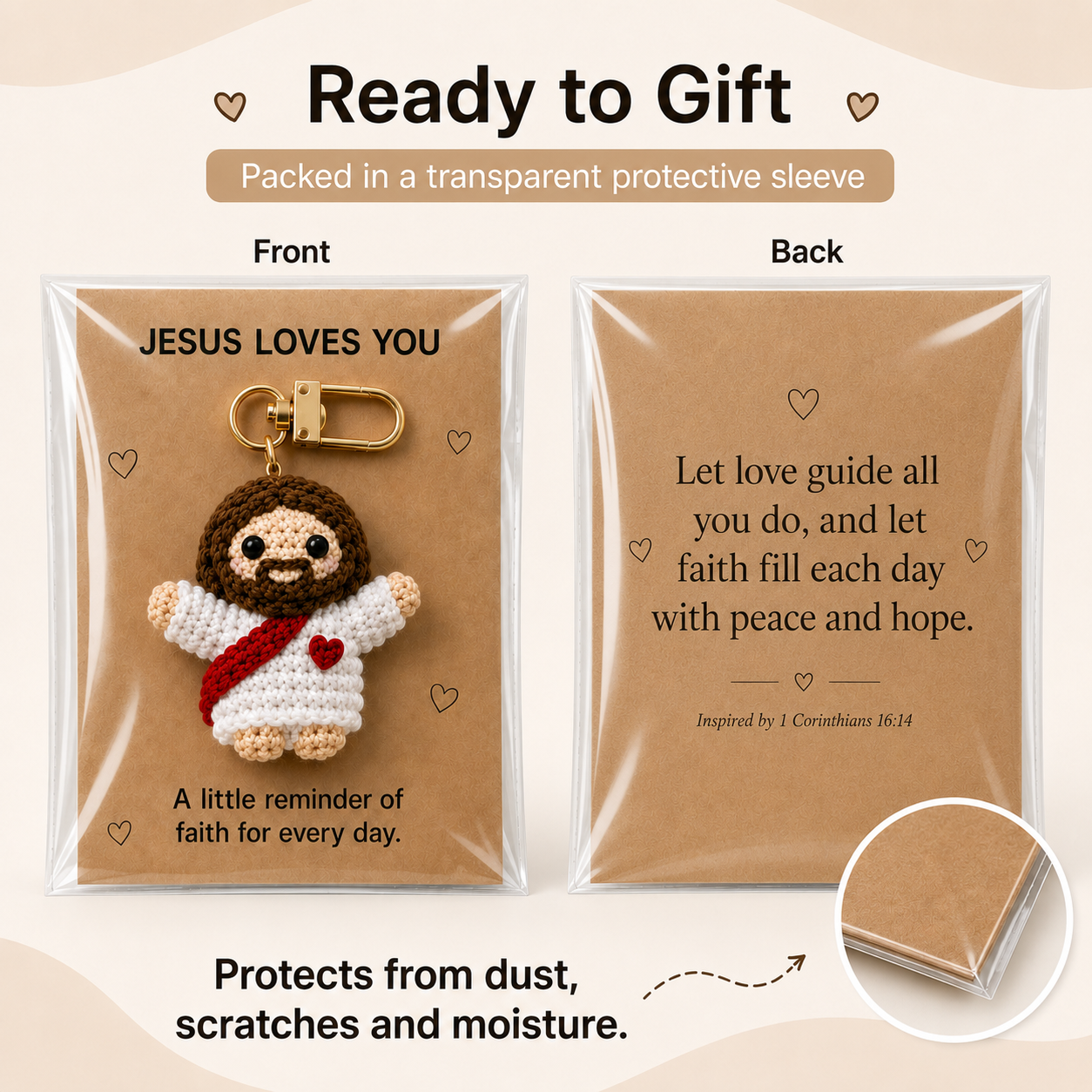 Lucky charm keychain farewell gift  – Jesus Crochet Angel Keychain