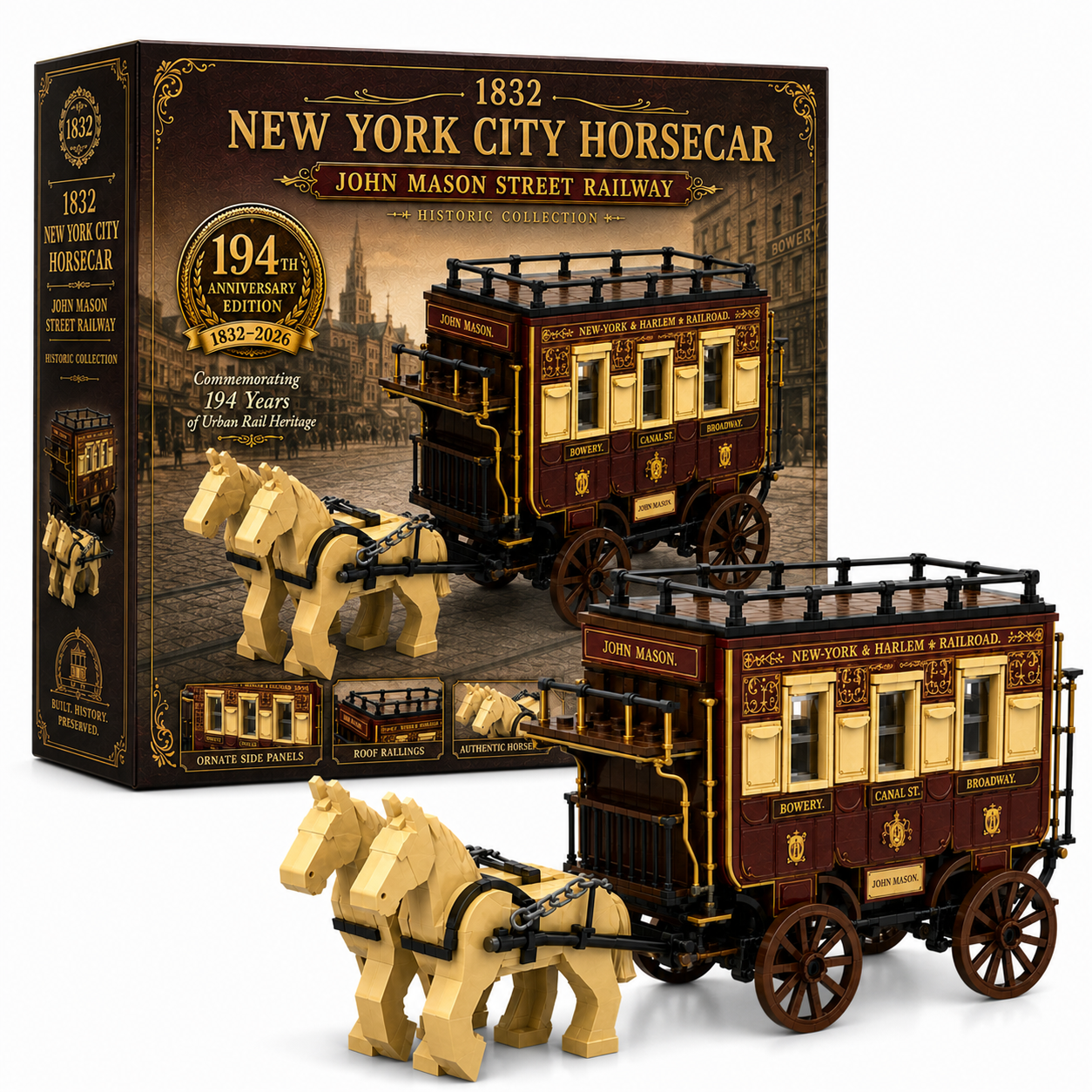 Ride Back to 1832 | New York City Horsecar – John Mason Street Railway Building Block