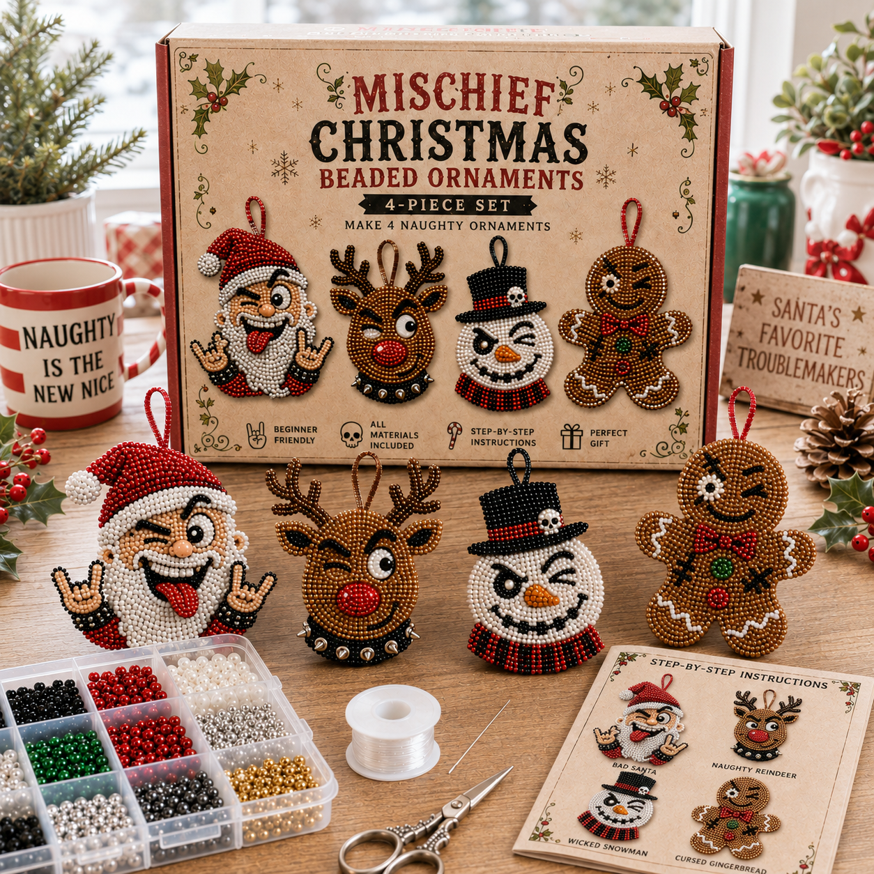 😜Mischief Christmas Beaded Ornament DIY Kit