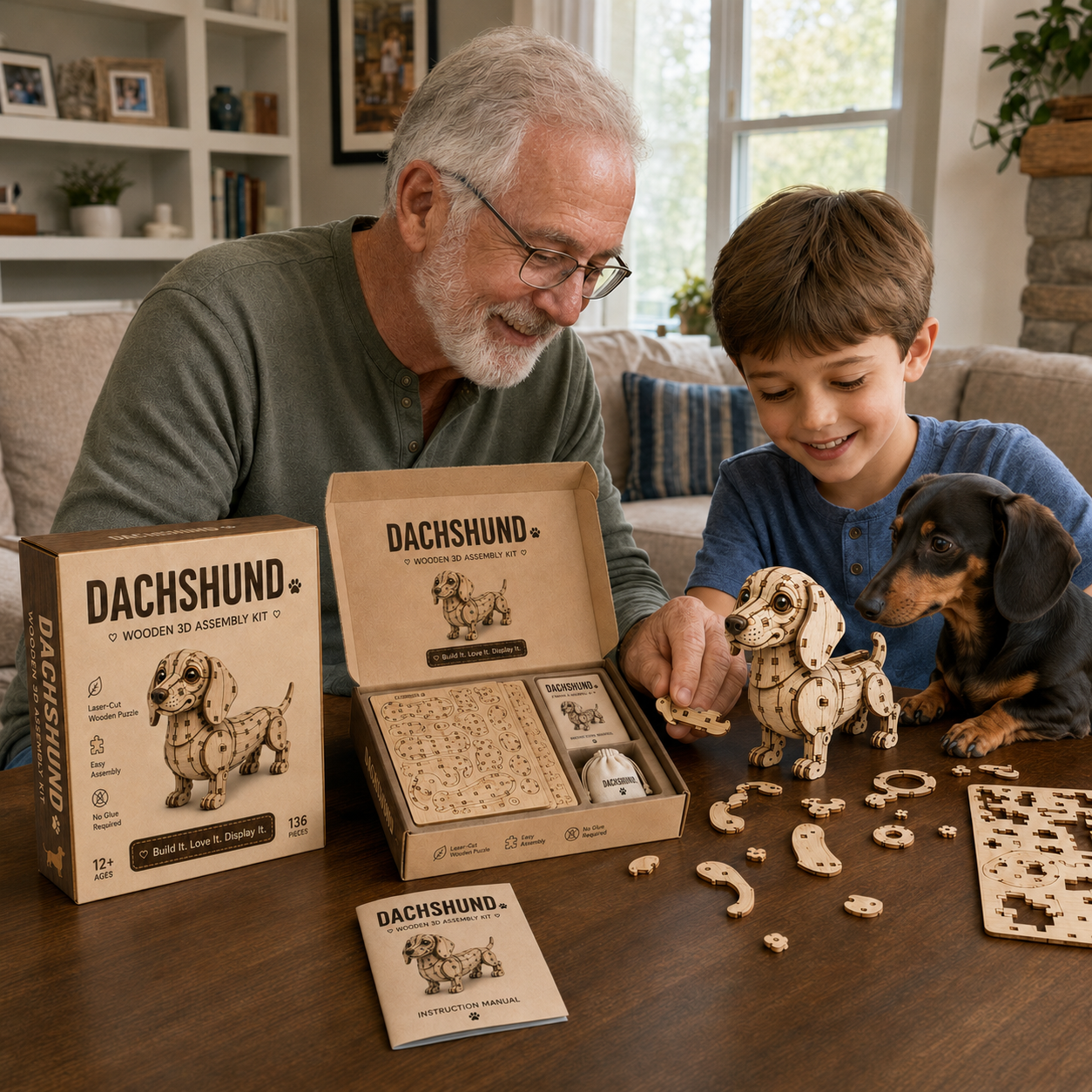 Woodland Paws Wooden Dog Figurine Collection