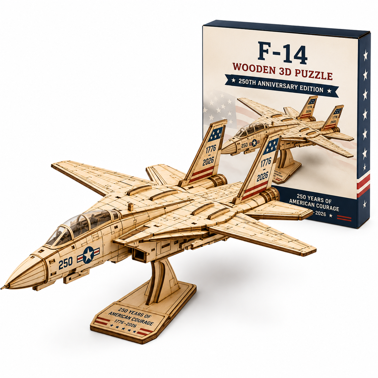 F-14 Tomcat Wooden 3D Puzzle Model – U.S. 250th Anniversary Commemorative Edition