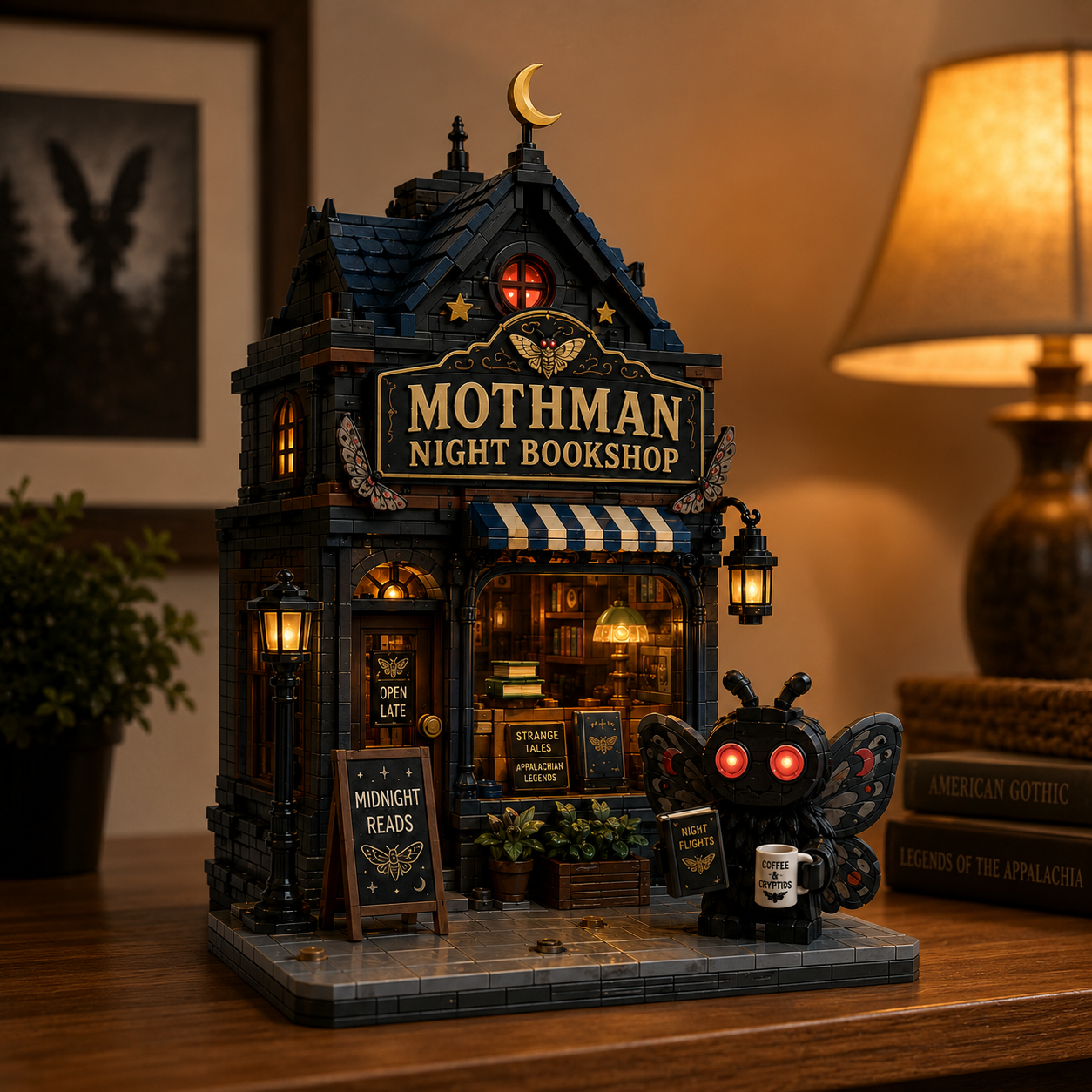 Cozy Cryptid Cabins-Mothman Night Bookshop