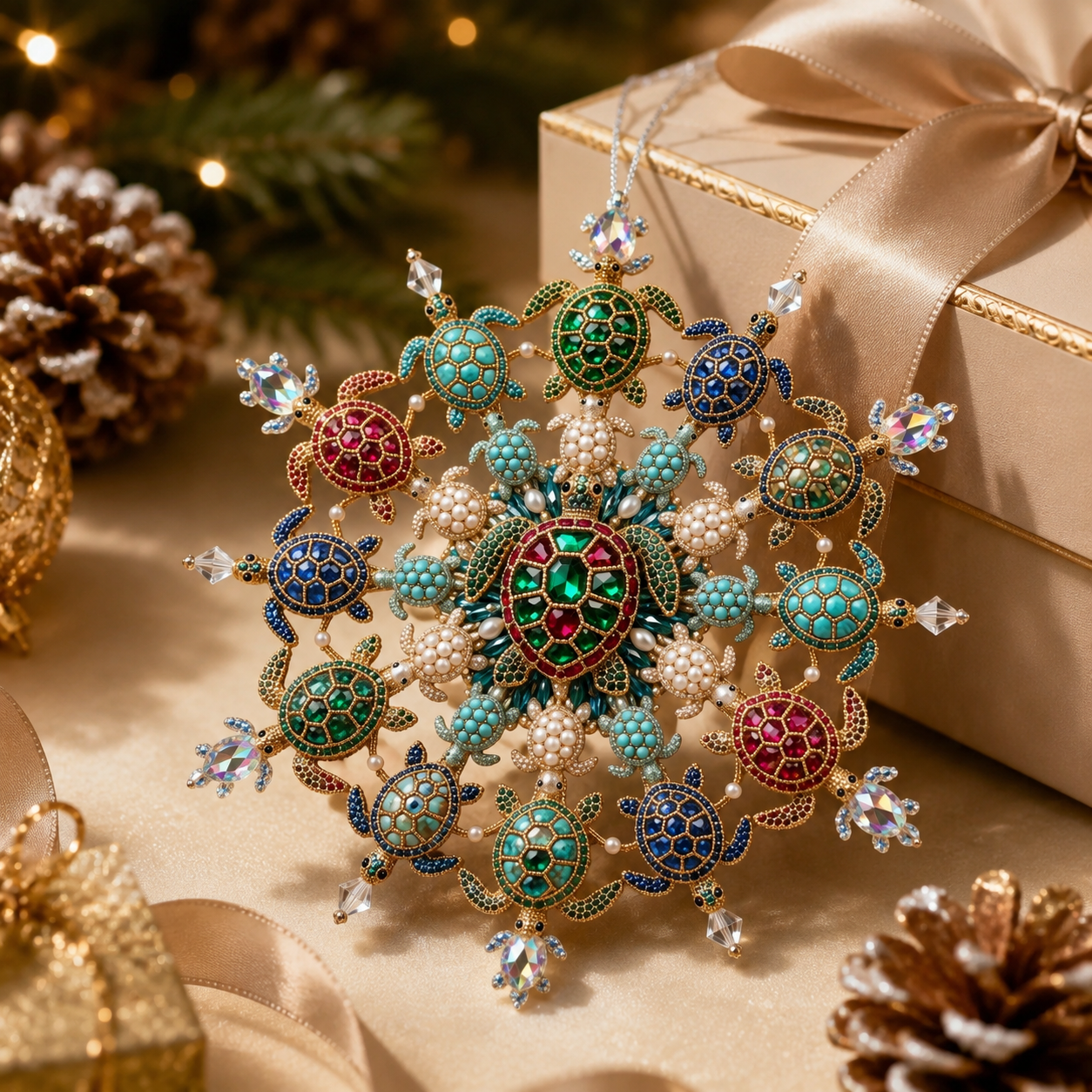 Sea Turtle Beaded Snowflake Ornament DIY Kit