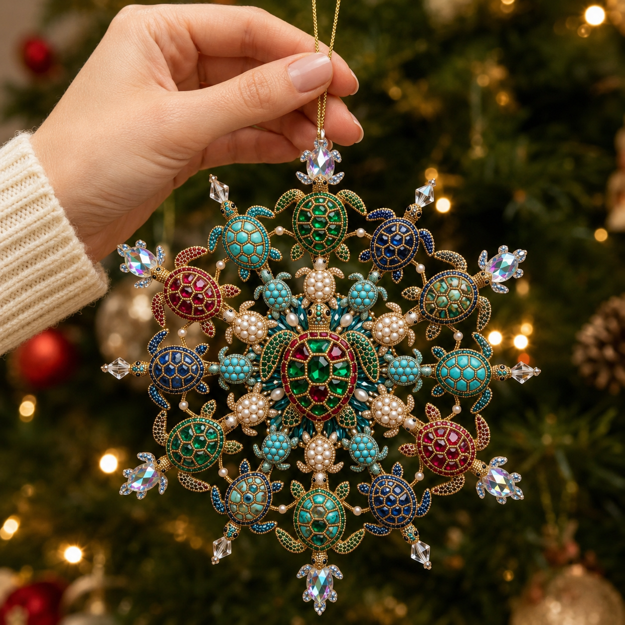 Sea Turtle Beaded Snowflake Ornament DIY Kit
