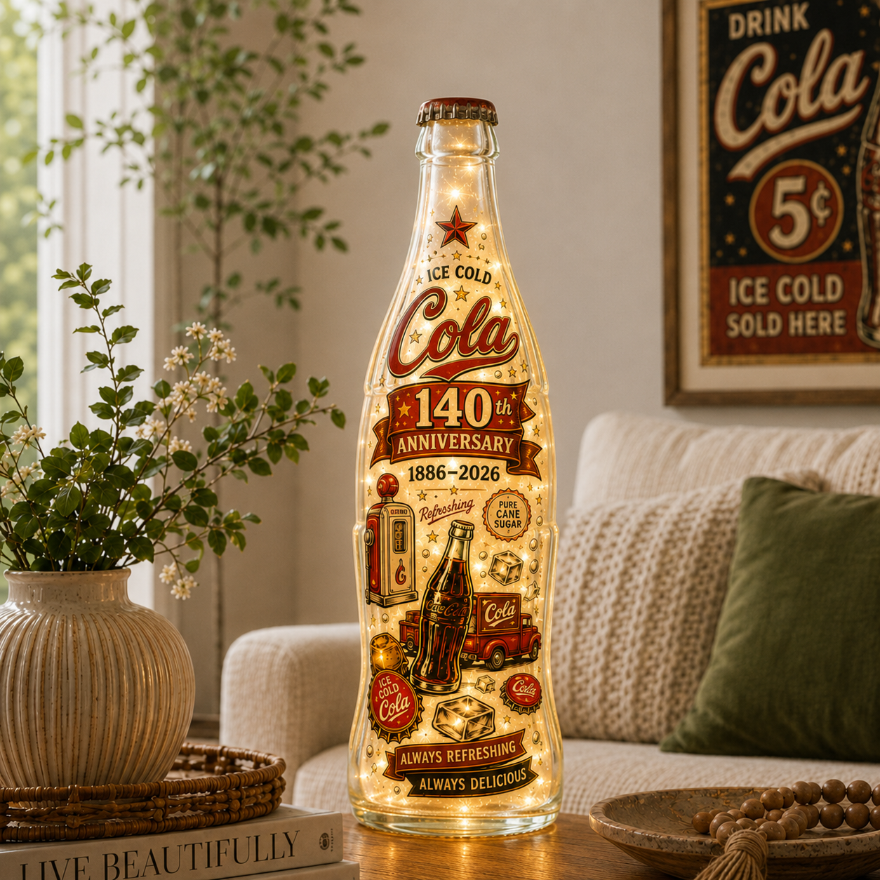 Classic Cola 140th Anniversary Memory Bottle Light | Vintage Illuminated Keepsake