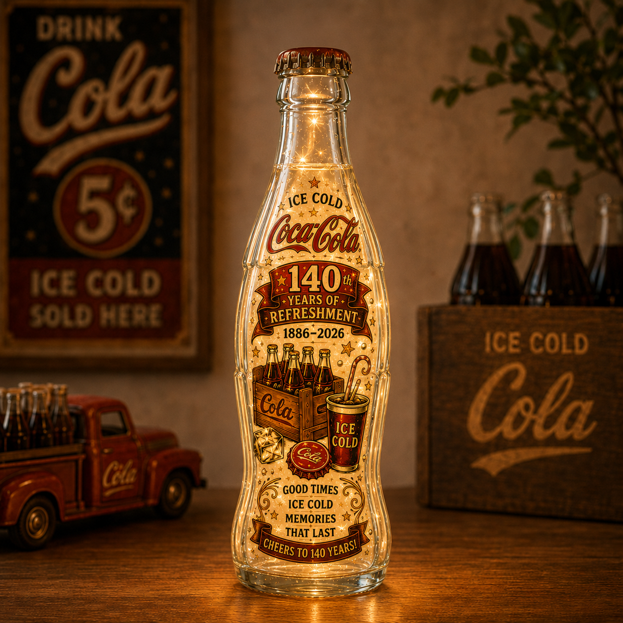 Classic Cola 140th Anniversary Memory Bottle Light | Vintage Illuminated Keepsake