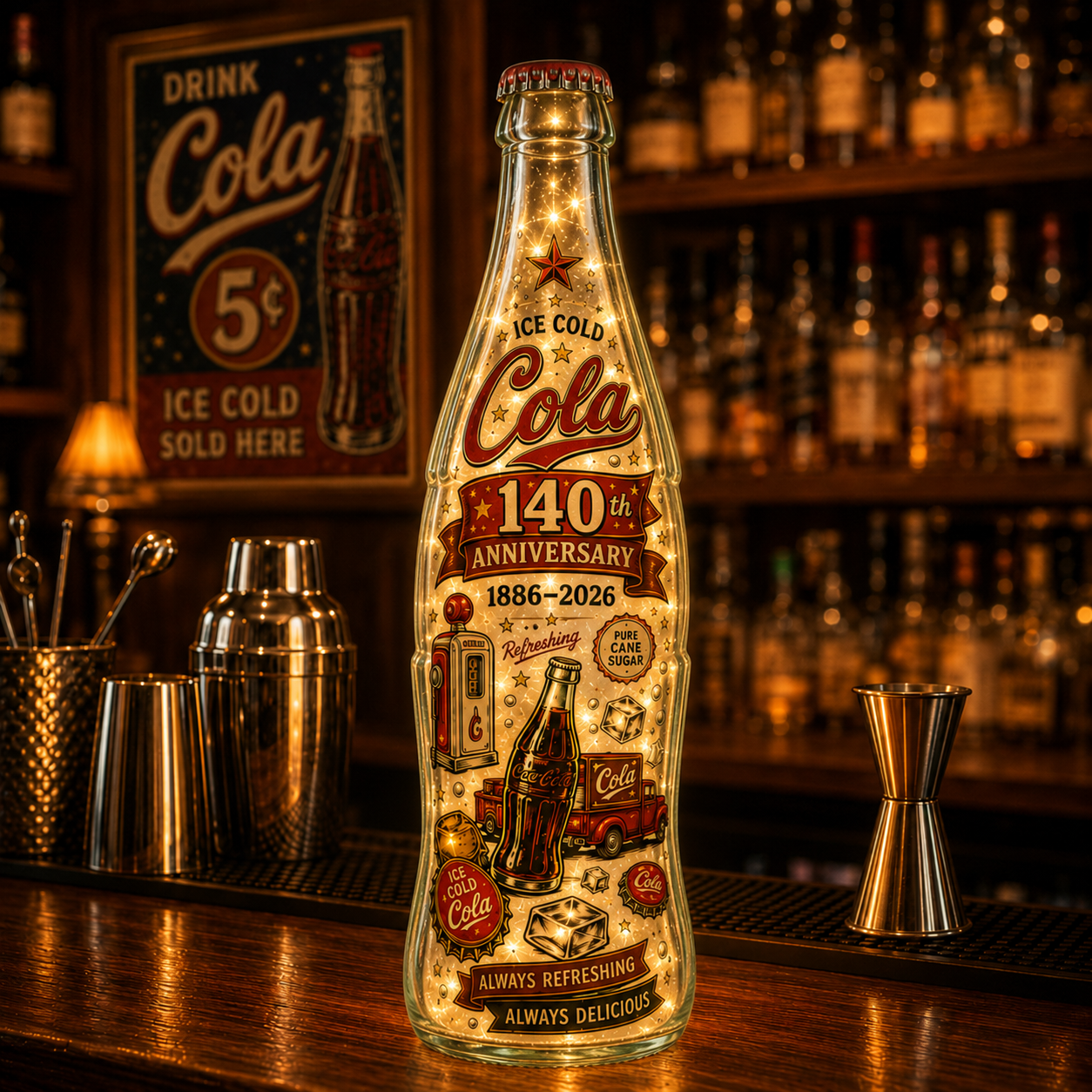 Classic Cola 140th Anniversary Memory Bottle Light | Vintage Illuminated Keepsake