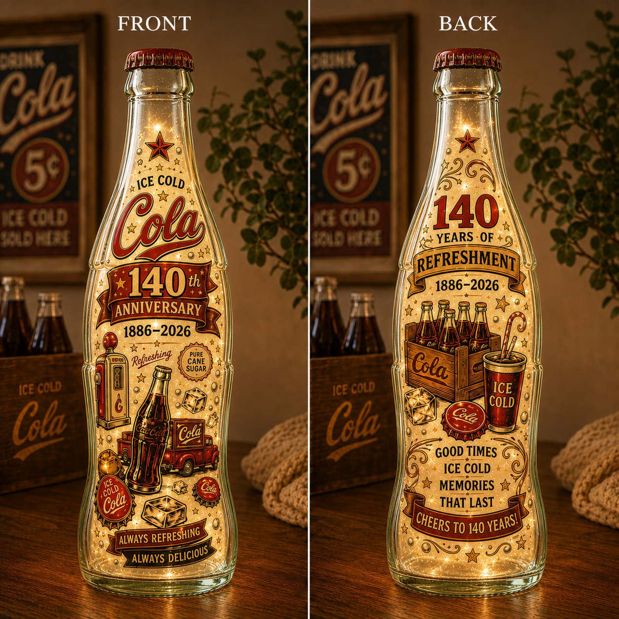 Classic Cola 140th Anniversary Memory Bottle Light | Vintage Illuminated Keepsake