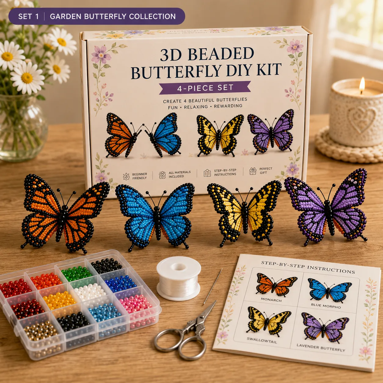 🦋 3D Beaded Butterfly DIY Kit