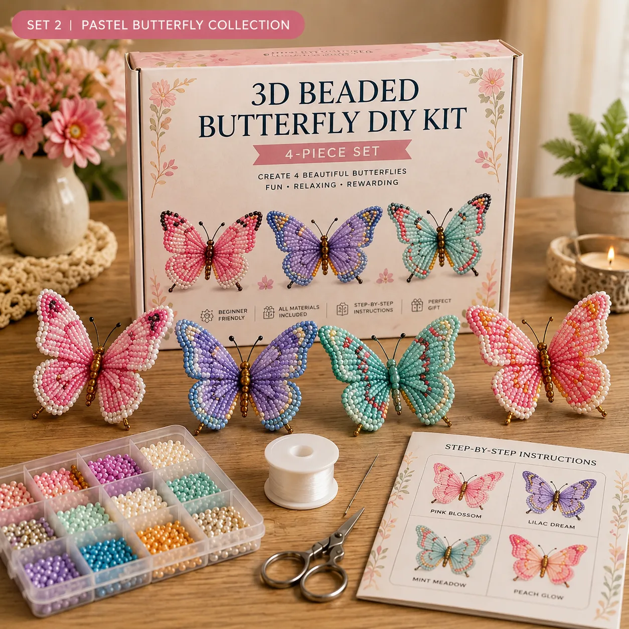 🦋 3D Beaded Butterfly DIY Kit