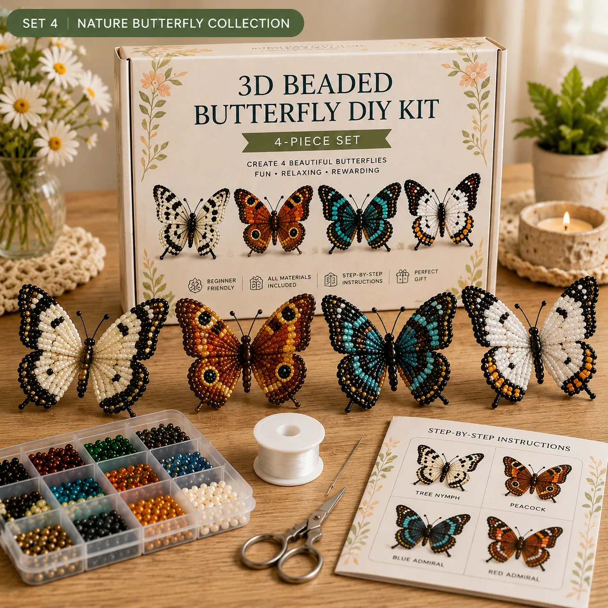 🦋 3D Beaded Butterfly DIY Kit